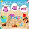 Angirlish Beach Toys, 36 Pcs Sand Toys with 4 Construction Vehicles, 2 Collapsible Beach Bucket,1 Castle Buckets, Sand Castle Building Kit, Sand Molds, Shovel Set for Kids Boys Girls Age 3+ view 3