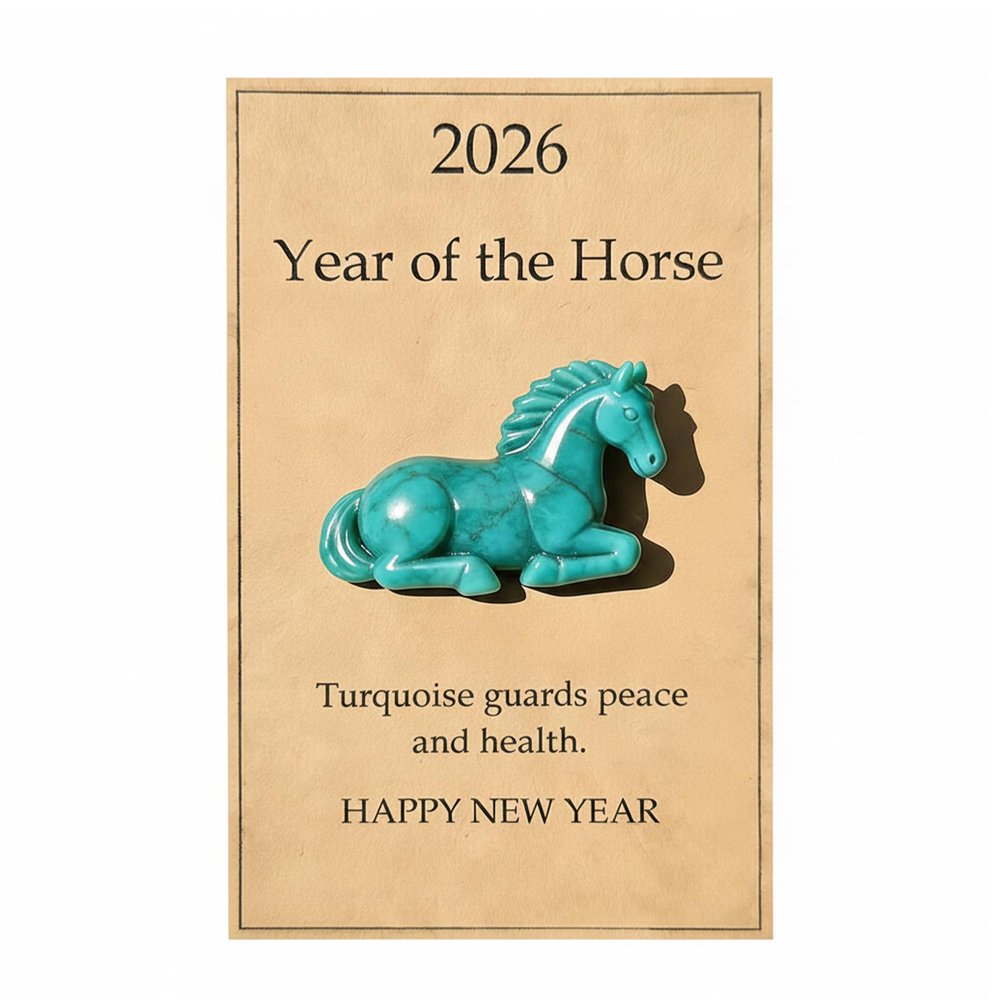 2026 Year of The Horse Lucky Resin Figurine - Clear Green Aventurine Horse Statue, Feng Shui Strength & New Beginnings Decor, Desktop Ornament Gift with Card for Family Friends (Agate Green Horse)
