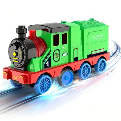 Launch Train with Folding Garage and Three Small Cars, Suitable for 3+