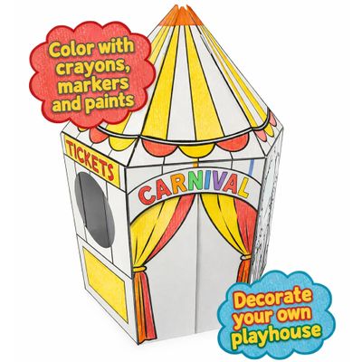 Easy Playhouse: Carnival Tent - Decorate & Personalize A Cardboard Play Fort, Color-Draw-Doodle, DIY Art & Crafts Activity, 35 x 35 x 54, Kids 3+