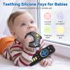 2 Pack Baby Rattles Teething Toy for Babies 3-6 Months, Teething Relief for Infant 6-24 Months, Silicone Teethers TV Remote Boys and Girls Sensory Toy view 3