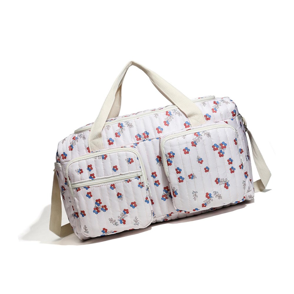 Lovely Cartoon Mom Bag Quilted Pattern Accent Travel Hand Lining for Outings and Overnight Trip Well Organized, A