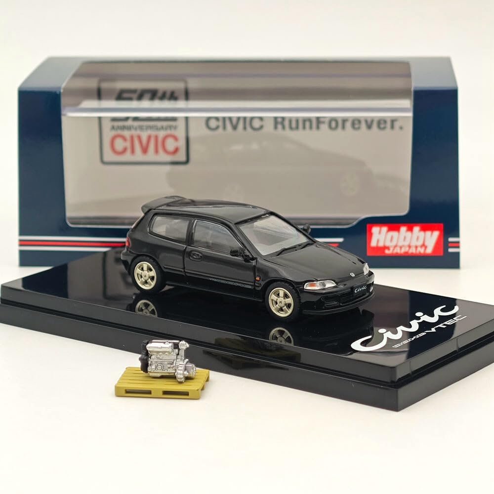 1/64 Hobby Japan Civic (EG6) JDM Style Customized with Engine Diecast HJ641017SBK