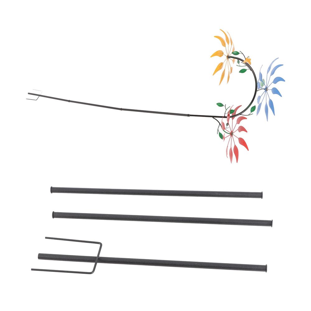 Multi Colored Flowers Wind Spinner, Metal Flower Windmill with 3 Vibrant Flowers and Green Leaves, Large Wind Spinner for Outdoor Porches Gardens Patios Yards, Rust Proof Iron Cons