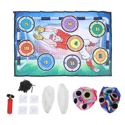 2 in 1 Soccer Ball Game Set with 2 Balls, Indoor Outdoor Soccer Target Goal Game, Soft Fabric Toss Soccer Toy for Kids, Hand Eye Coordination Motor Skills Training Mat for Backyard