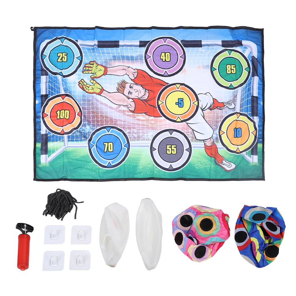 2 in 1 Soccer Ball Game Set with 2 Balls, Indoor Outdoor Soccer Target Goal Game, Soft Fabric Toss Soccer Toy for Kids, Hand Eye Coordination Motor Skills Training Mat for Backyard