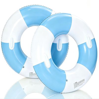 2PCS Inflatable Pool Floats for Adult-32.5 inch Large Pool Tubes with Handles Swim Ring Pool Floaties Inflatable Swimming Pool Raft Party Water Summer Beach Float Supplies (Blue)