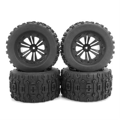 4PCS 129x66mm RC Car Wheels Tires with 12mm Adapter Compatible With 1/10 Scale Trucks and Similar Model Vehicles