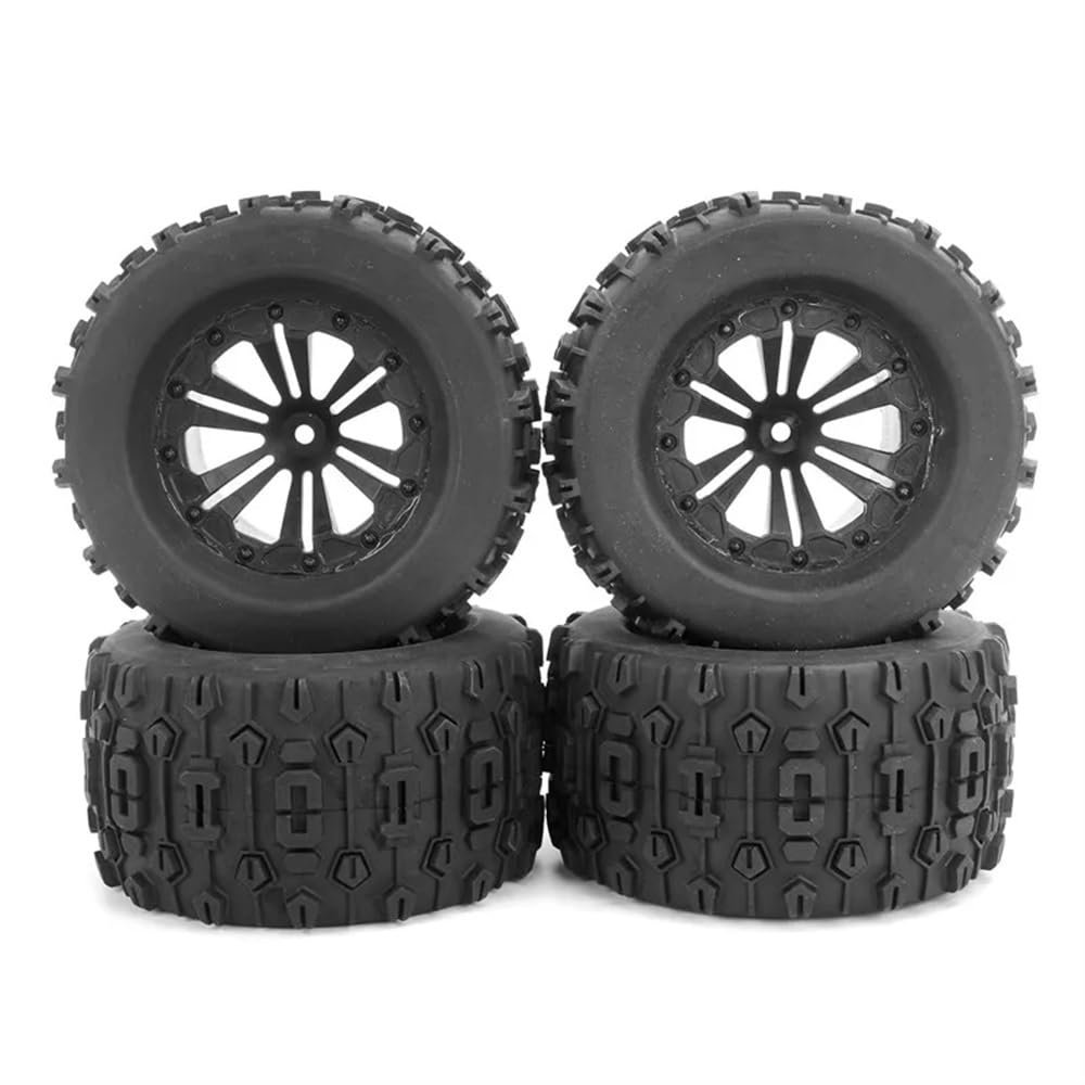 4PCS 129x66mm RC Car Wheels Tires with 12mm Adapter Compatible With 1/10 Scale Trucks and Similar Model Vehicles