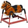 Child-Friendly Spring Rocking Horse with 132lb Capacity, Soft Plush Body, Saddle, Reins, and Neighing Sound, Brown Finish view 1