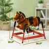Child-Friendly Spring Rocking Horse with 132lb Capacity, Soft Plush Body, Saddle, Reins, and Neighing Sound, Brown Finish view 3