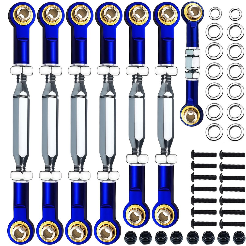 Adjustable Stainless Steel Turnbuckles Set/Camber Links with Rod Ends Set for 1/10 Traxxas Slash 4X4 2WD /Rustler 2WD 4X4/Hoss 2WD 4X4/ Stampede 2WD 4X4/Bandit 2WD 4X4/ Upgrades Parts(Navy Blue)