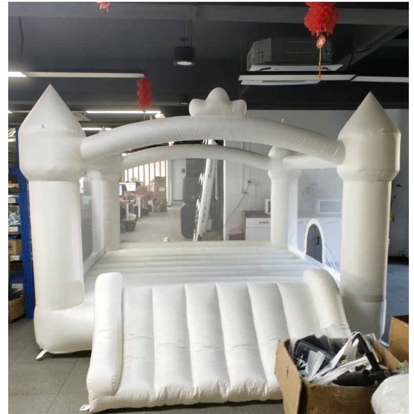FBSPORT White Inflatable Bounce House with Slide, Bouncer Castle with Ball Pit Pool for Backyard