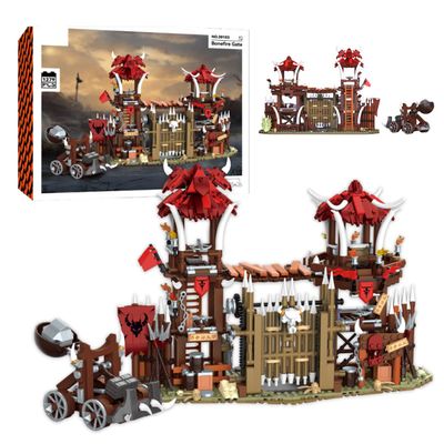 Miabrixbrix Medieval Bonfire Gate Castle Building Sets for Adults, Orc Fortress Watchtower & Catapult Architecture Modular, Knights Viking Village Home Decor 1279 PCS