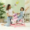 Interactive Spring Rocking Horse 132lb, Plush Ride-On with Neighing Sound, Stirrups, Saddle, Reins, Pink for Kids 3-8 Years view 2