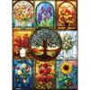 500 Piece Puzzle for Adults, Stained Glass Windows Jigsaw Puzzles, Tree of Life Jigsaw Puzzles 500 Pieces, Birthday Party for Family Adults Funny Puzzle, 20.515 in view 1