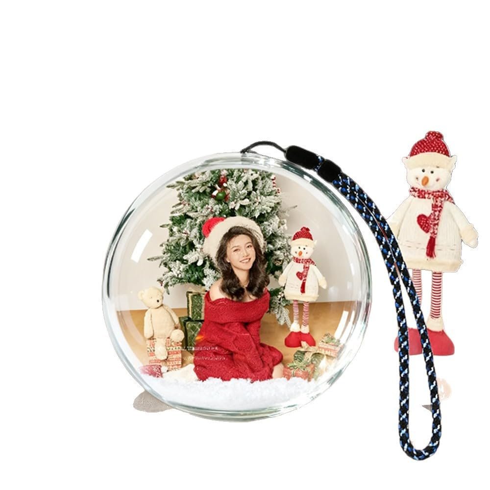 Upgraded Christmas Crystal Ball Video Player Memory Orb Lamp, 3D Personalized Uploadable Videos & Photos Gift for Christmas Couples Friends Anniversary Birthday (WhiteBlack) (Black)