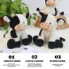 Ameble Cow Plush Black and White Flower Smile Cow Plush Comfort Stuffed Girls Plushies Hugging Pillow for Kids Boys Girls (Sitting -Black and White 22cm), Stuffed, C view 2