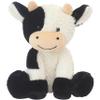 Ameble Cow Plush Black and White Flower Smile Cow Plush Comfort Stuffed Girls Plushies Hugging Pillow for Kids Boys Girls (Sitting -Black and White 22cm), Stuffed, C view 4