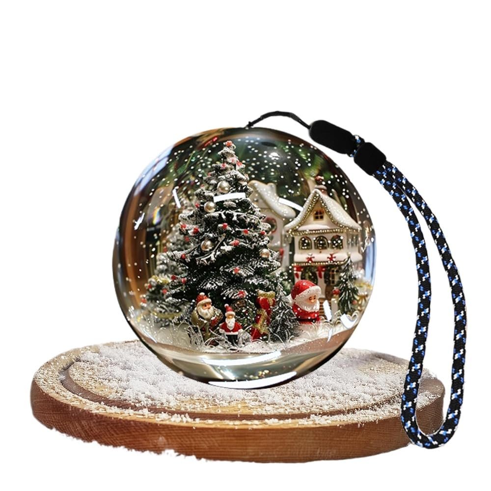 Upgraded Christmas Crystal Ball Video Player Memory Orb Lamp, 3D Personalized Uploadable Videos & Photos Gift for Christmas Couples Friends Anniversary Birthday (WhiteBlack) (White)