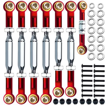 Adjustable Stainless Steel Turnbuckles Set/Camber Links with Rod Ends Set for 1/10 Traxxas Slash 4X4 2WD /Rustler 2WD 4X4/Hoss 2WD 4X4/ Stampede 2WD 4X4/Bandit 2WD 4X4/ Upgrades Parts(Red)
