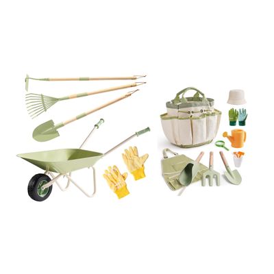 ROBUD Kids Wheelbarrow Set & Green Kid Gardening Set