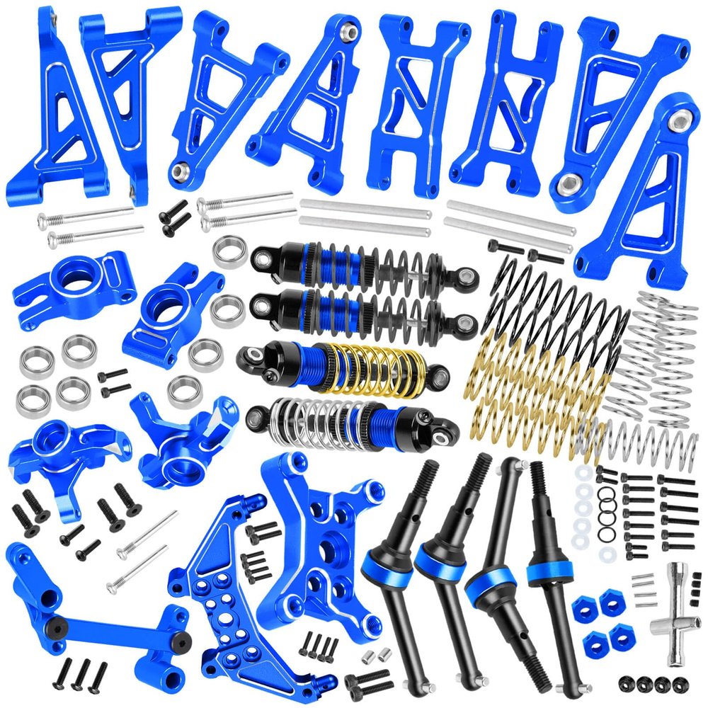 RCMYou RC Alloy Upgrades Part for 1/14 14304 14303 14302 14301,RC Shocks/Shock Mounts/Suspension Arms/CVD Drive Shaft/Steering Blocks/Rear Stub Axle Carriers,Navy Blue