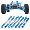 7pcs RC Car Metal Servo Pull Rod Set with Screwdriver, RC Pull Rod Accessories, Durable Aluminum Alloy Steering Linkage for 144001 1/14 Scale Remote Control Car, Red and Blu (Blue) view 3
