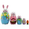 Ngbbby Russian Matryoshka Dolls 5Pcs Cute Wooden Rabbit Bunny Nesting Dolls Set Easter Rabbit Carrot Nesting Doll Toy view 1