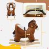 Rocking Horse for Toddlers 18-36 Months, 26.8x13x17.7in, Plush & Wood, Sound Function, 55lb Capacity, Safety Restraint, Brown view 3