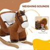 Rocking Horse for Toddlers 18-36 Months, 26.8x13x17.7in, Plush & Wood, Sound Function, 55lb Capacity, Safety Restraint, Brown view 4