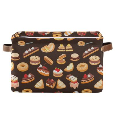 CWUPZAY Bakery Patisserie Storage Basket Canvas Fabric Collapsible Storage Bins Box Organizer Waterproof for Home Bedrooms 1 Pack