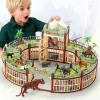 Complete 248PCS Animal Playground Set with 14 Realistic Wild Animals Build Your Own Animal Park, Interactive Playset with Openable Fences & Battle Station, for Boys Girls Kids Toddlers 3-8 (Brown) view 1