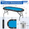 ECOTOUGE Foldable Poker Table, 8 Players Poker Gaming Table w/Stainless Steel Cup Holder & Portable Storage Bag, Folding Oval Texas Holdem Table for Blackjack, Casino Game, Fully Assembled, Blue view 2