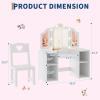 GAOMON Kids Vanity Table and Chair Set with Lighted Mirror, 2 in 1 Princess Vanity Set with Open Bookshelf, Storage Cabinet & Shelves, Adjustable Mirror and Detachable Top for Little Girls, White view 2