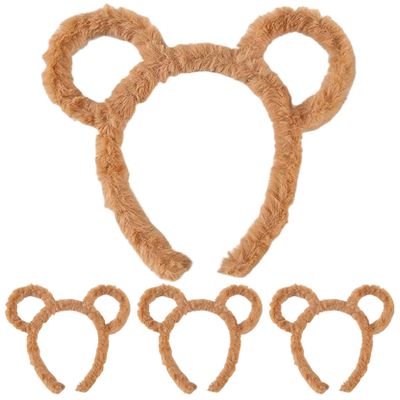 AwnsIMfreien Animal Ears, Bear Ears Headband, 4PCS Cute Furry Animal Headband, Fashion Hair Accessories for Adults & Kids Makeup Washing Face Cosplay Party Decor