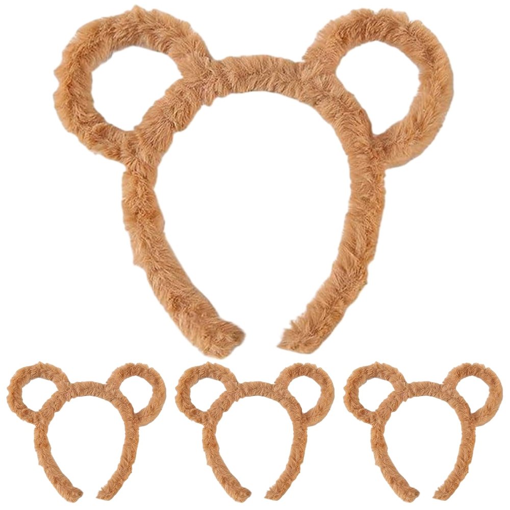 AwnsIMfreien Animal Ears, Bear Ears Headband, 4PCS Cute Furry Animal Headband, Fashion Hair Accessories for Adults & Kids Makeup Washing Face Cosplay Party Decor