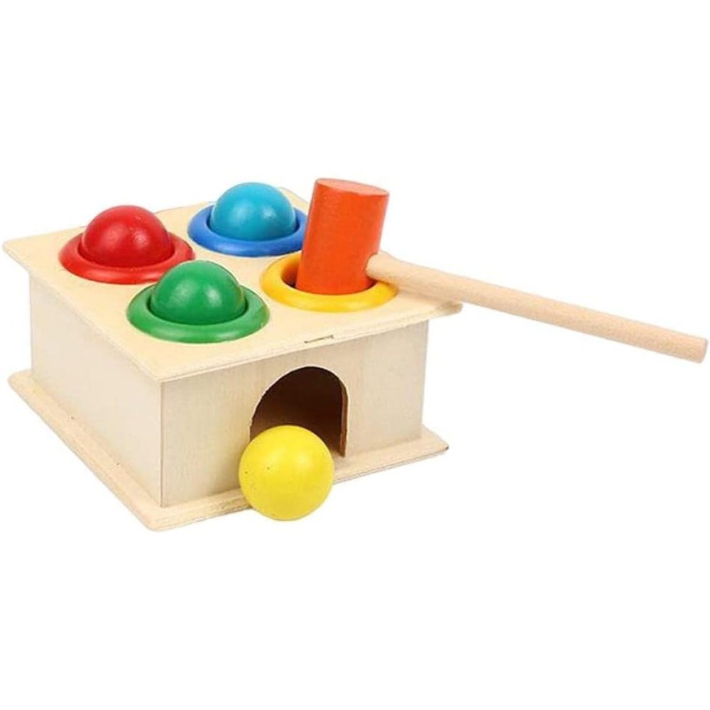 Cunlvyyds Children's Wooden Pounding Bench Toy with Hammer and Blocks, Educational Preschool Game