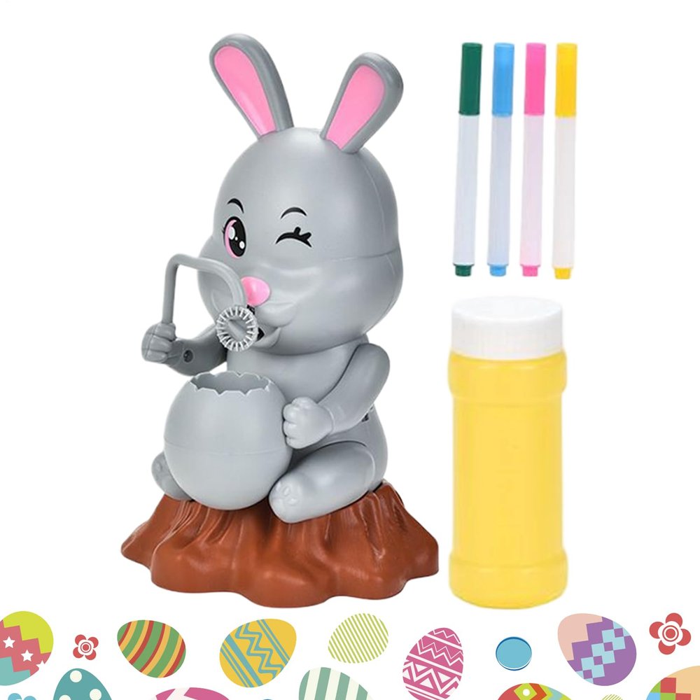 Bubble Maker - Bubble with Music, Lights and Bunny Design | Easter Bunny Bubble Machine with Music, Lights and DIY Painting Zone - For Girl, Indoor, Outdoor, Birthday
