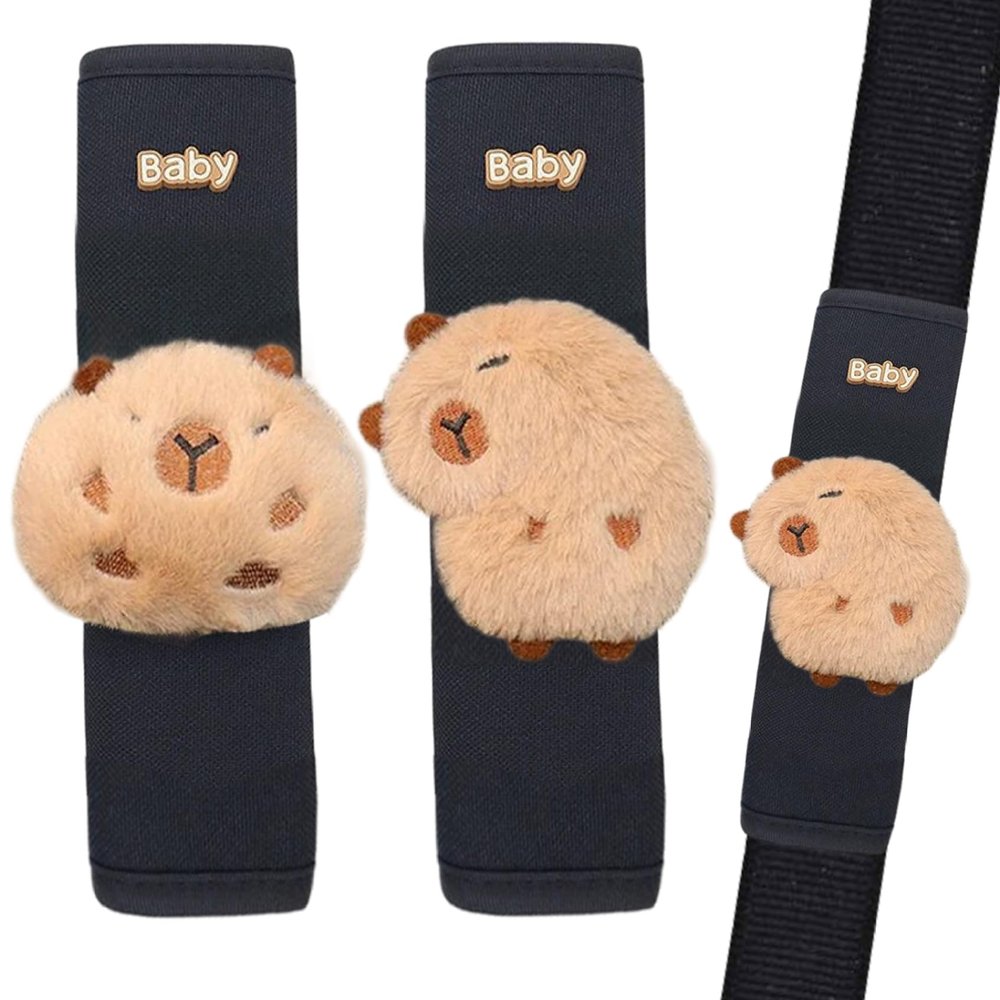 2Pcs Seatbelt Covers Cute Cartoon Capybara Car Seatbelt Covers for Kids Soft Baby Car Seat Strap Pads Shoulder Pad Neck Cushion Protector Seat Belt Cover Pad for Kids