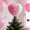 11.8 Inch Mini Valentine Day Tree Topper Glitter Hearts Tree Topper, Artificial Rose Flower Valentines Mini Heart Trees Ornaments with Bow for Valentine's Day Holiday Decoration (Pink 22.5cm 1pcs) view 4
