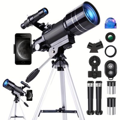 150x Telescope, 70mm Aperture Telescope, High Magnification, Portable Astronomical Telescope (Black)
