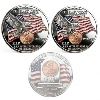 1793-2025 The Last Cent Commemorative Coin, The Last Penny Coin, The Final Cent Tribute Coin, Last Minted Commemorative Penny,Coins for Collectors, Uncirculated Pennies Challenge Coins (2PCS)