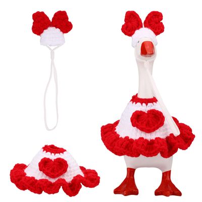 Sinbana Desk Goose Outfit Set, Cute Mini Heart Dress with Hat for 7in/17.78cm Magnetic Desk Goose Statue Porch Geese Accessories Decor
