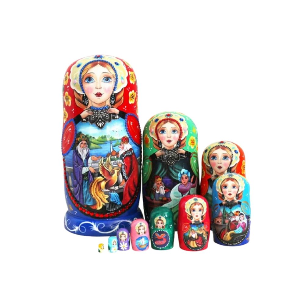 HZXCERO Russian Nesting Dolls,Wood Matryoshka Stacking,Matryoshka Doll,Russian Dolls,Dolls Kit Set of 10 Handmade Toys for Children Kids Adults Easter Mother's Day Birthday Gift