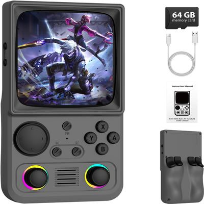 R36TMAX Retro Handheld Game Console, Portable Retro Gaming Console with 4.0 CRT-Inspired Screen, 4000mAh Arcade Classics, Supports Multiple Emulators, WiFi Network Battling, 64GB (Gray)