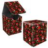JANENFNA Card Deck Box for MTG, Card Storage Box Fits 100+ Single Sleeved Cards, Large Capacity PU Leather Card Storage Box with Strong Magnet for Magic Commander TCG/CCG,Red Mushroom Flower Print view 1