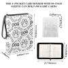 Dog Paw Print Bones Card Binder 4 Pocket Zipper PU Trading Card Album Fits 400 Game Cards 50 Removable Sleeves Card Folder Collection for Baseball Sports Cards view 3