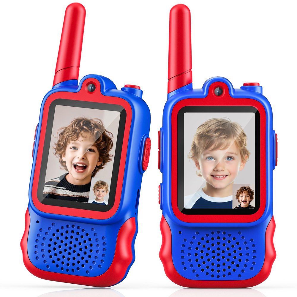 Startcan Video Walkie Talkies for Kids, 2 Pack Long Range Walkie-Talkie Toys for Indoor Outdoor Fun, Christmas Birthday Gifts for Boys Ages 3-8+ (Blue)
