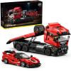 AOUHMN City Car Transporter Truck with FXX K Sports Cars Kit, 2 in 1 Model Car Building Set for Aldults, Ages 14+, Gift for Birthday, Detailed Carrier & Trailer Truck to Display (1728PCS, A-95002) view 1